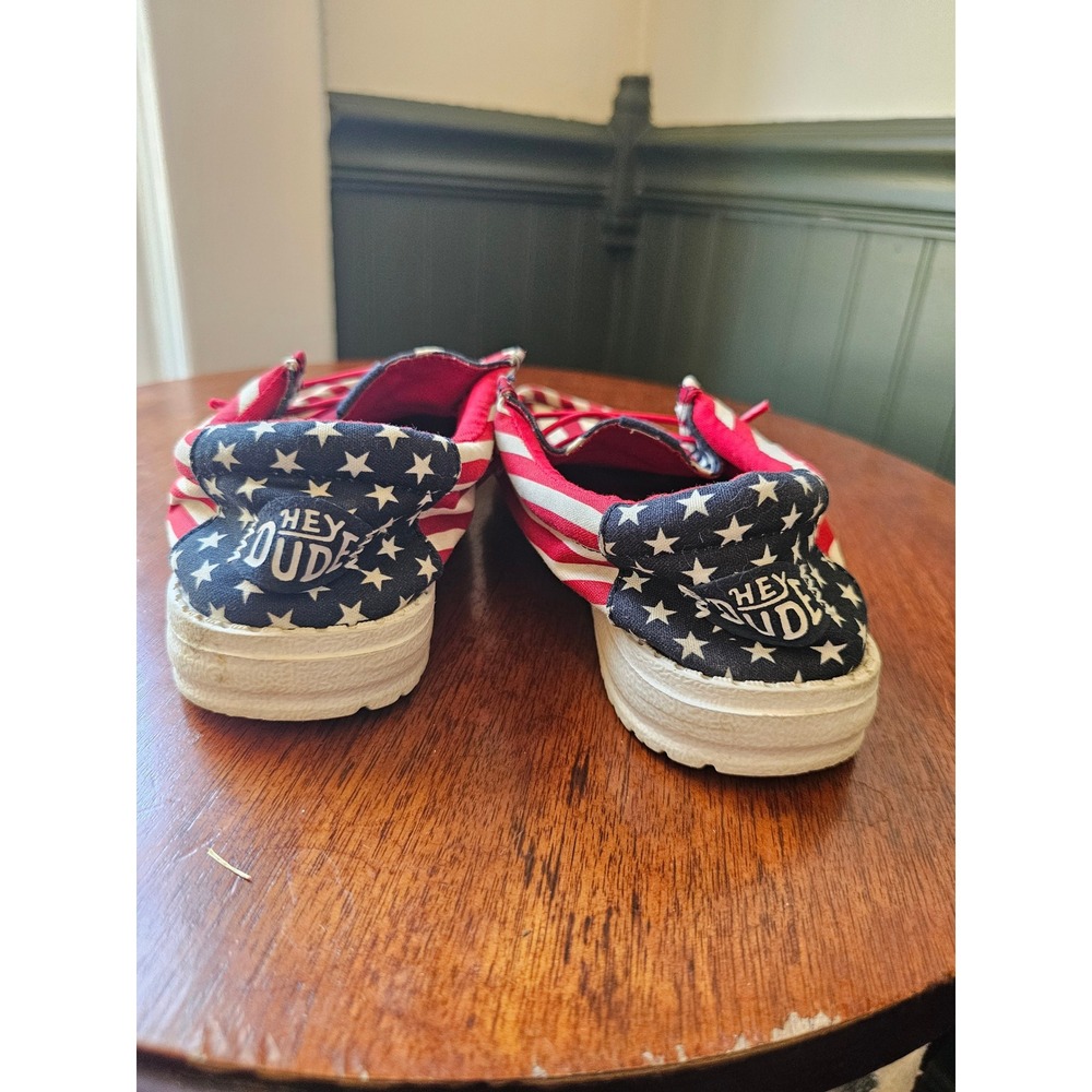 Hey Dude Wally Youth Americana American Flag Shoes Kids J5 Red White Blue 41164 - Picture 9 of 9
